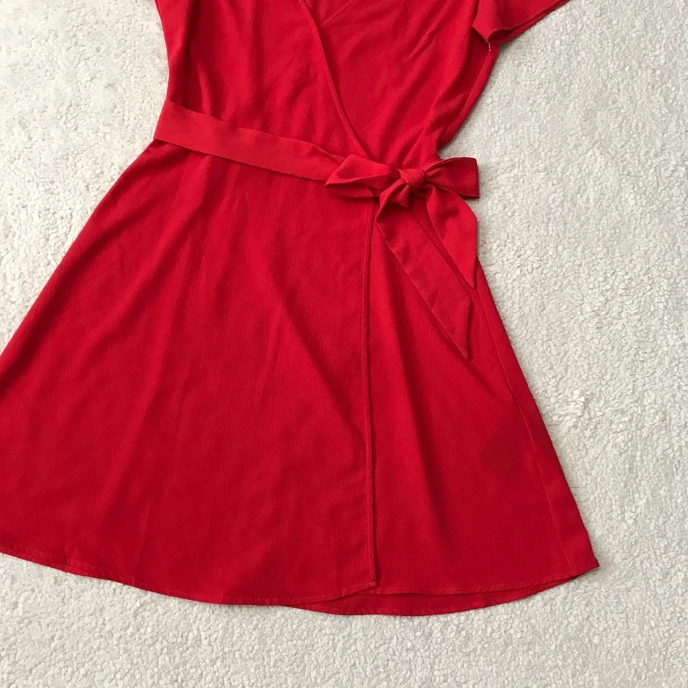 H&M Wrap Dress Short Sleeve Red Size 2